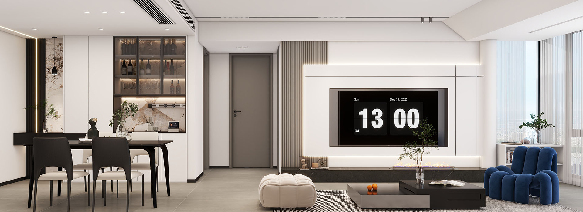 城市大廈130㎡現代黑白灰