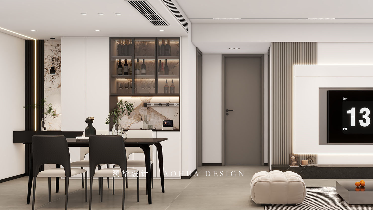 城市大廈130㎡現代黑白灰