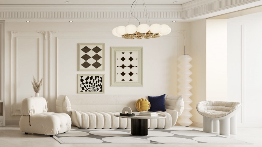 華僑城歡樂天際裝修,法式輕奢風格