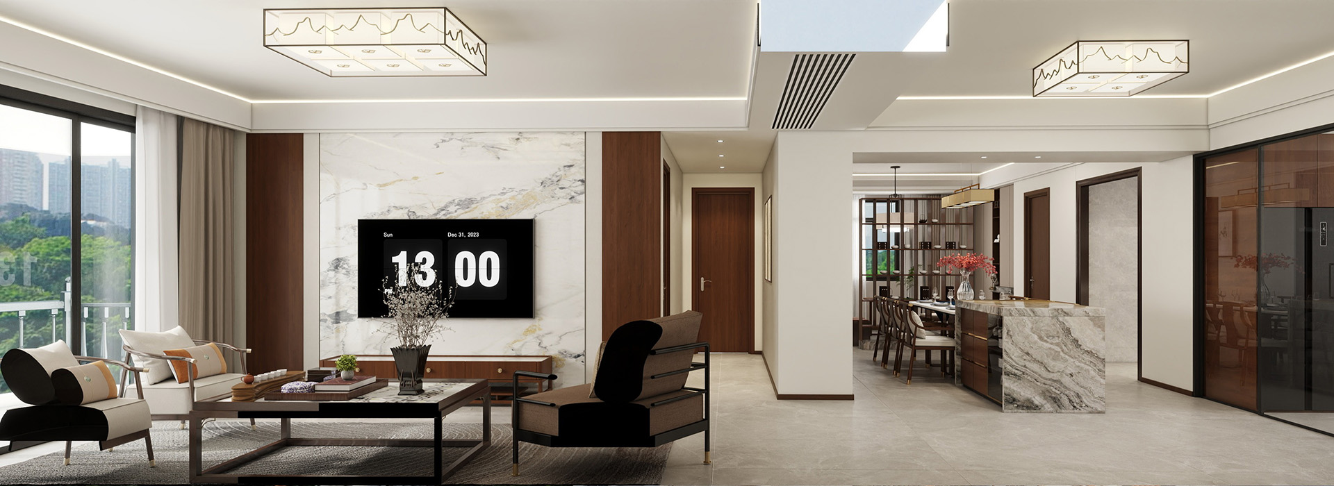 同馨花園裝修,現(xiàn)代中式風格